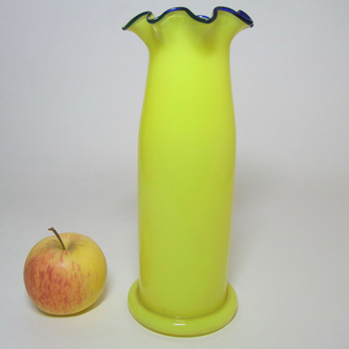 (image for) 1930's Czech/Bohemian Yellow & Blue Tango Glass Vase - Click Image to Close