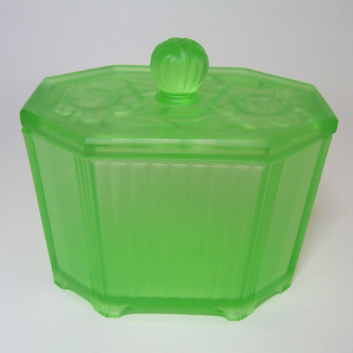 (image for) Art Deco 1930's Uranium Green Glass Biscuit Jar/Pot - Click Image to Close
