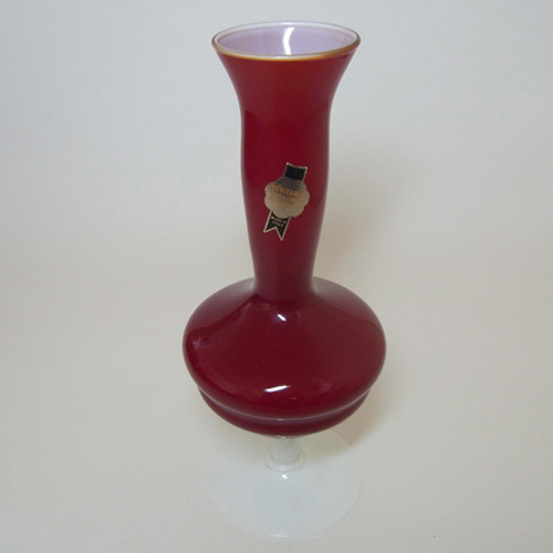 (image for) Veritable Opaline Florence Italian Empoli Red Glass Vase - Click Image to Close