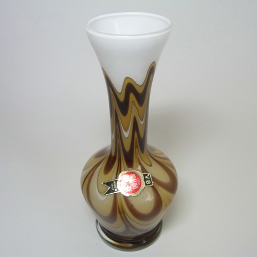 V.B. Opaline Florence Italian Marbled Glass Vase, Label - Click Image to Close