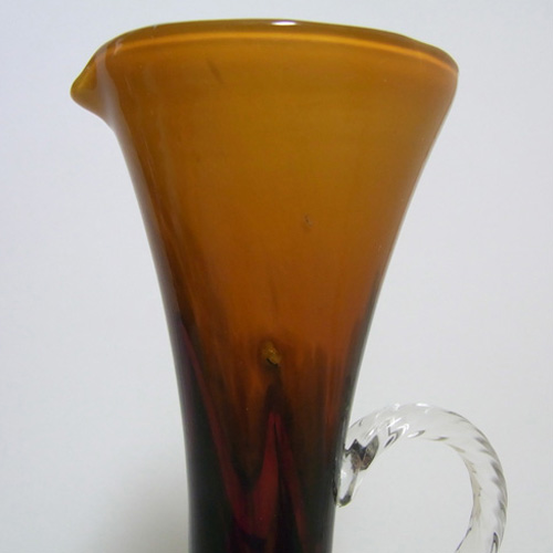 V.B. Opaline Florence Italian Empoli Amber Glass Vase - Click Image to Close
