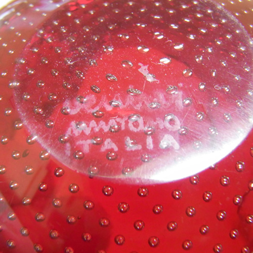 Venini Murano Red Glass Bullicante Bowl by Carlo Scarpa - Click Image to Close