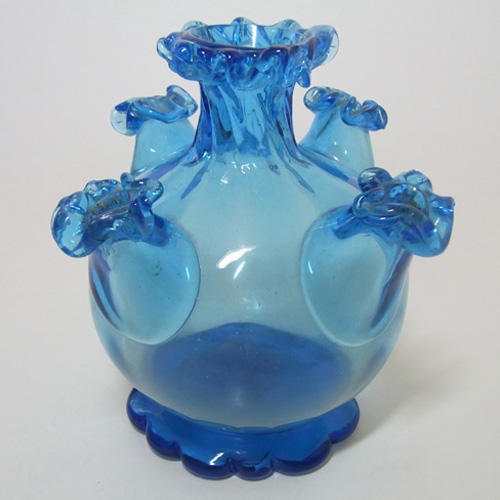 Gordiola Spanish Blue Glass Five Spout Vase - Click Image to Close
