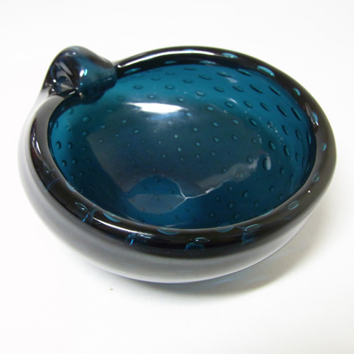 Venini Murano Blue Glass Bubble Bowl - Acid Stamp - Click Image to Close