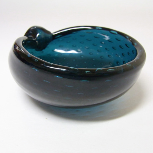 (image for) Venini Murano Blue Glass Bubble Bowl - Acid Stamp - Click Image to Close