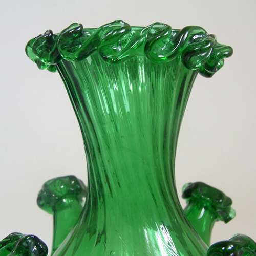 (image for) Gordiola Spanish Green Glass Five Spout Vase - Click Image to Close