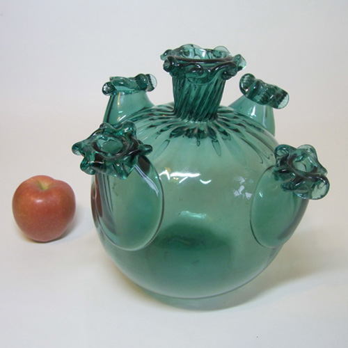 Gordiola Spanish Turquoise Glass Five Spout Vase - Click Image to Close