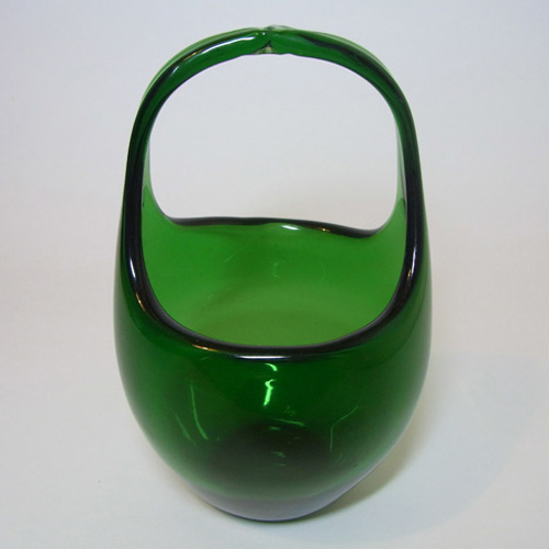 (image for) Empoli Verde Italian Green Glass 1970's Basket Bowl - Click Image to Close