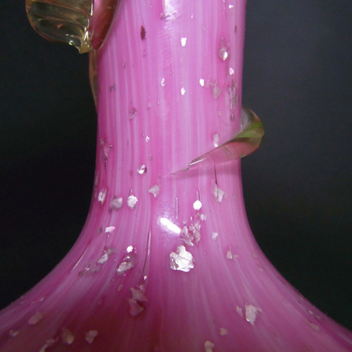 (image for) Czech/Bohemian Victorian Silver Mica Pink & Uranium Glass Vase - Click Image to Close