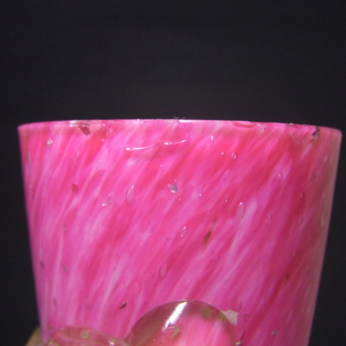 Czech/Bohemian Victorian Silver Mica Pink & Uranium Glass Vase - Click Image to Close
