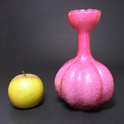 (image for) Victorian Antique Silver Mica Pink Glass Vase c 1890 - Click Image to Close