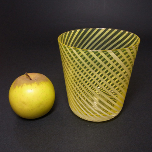 (image for) Bohemian Victorian Yellow/Green Striped Glass Vase/Tumbler - Click Image to Close
