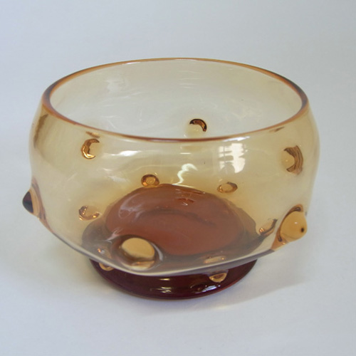 (image for) Thomas Webb Stourbridge Amber Glass Bowl - Acid Stamped - Click Image to Close