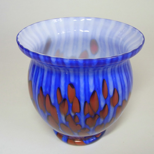 (image for) Franz Welz 1930's Czech Red/Blue Spatter Glass Vase - Click Image to Close
