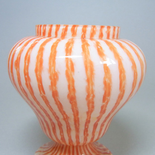 Franz Welz 1930's Czech Orange Striped Glass Posy Vase - Click Image to Close