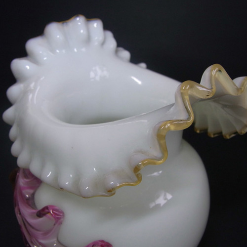 (image for) Victorian Uranium Custard Glass Pink & Ivory Acorn Vase - Click Image to Close