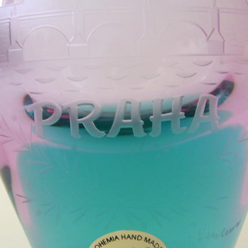 (image for) Atelier Veselous Czech Lilac + Turquoise Glass Vase - Click Image to Close