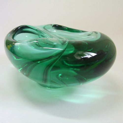 (image for) Zelezny Brod Sklo Czech Turquoise Green Glass Bowl - Click Image to Close