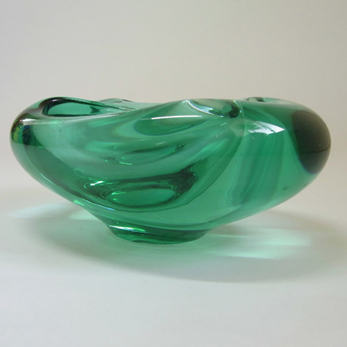 Zelezny Brod Sklo Czech Turquoise Green Glass Bowl - Click Image to Close