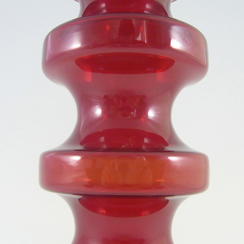 (image for) Alsterfors #S5014 Per Ström Red Hooped Glass Vase - Labelled - Click Image to Close