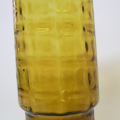 Alsterfors Scandinavian 1960's Amber Glass Ribbed Vase - Click Image to Close