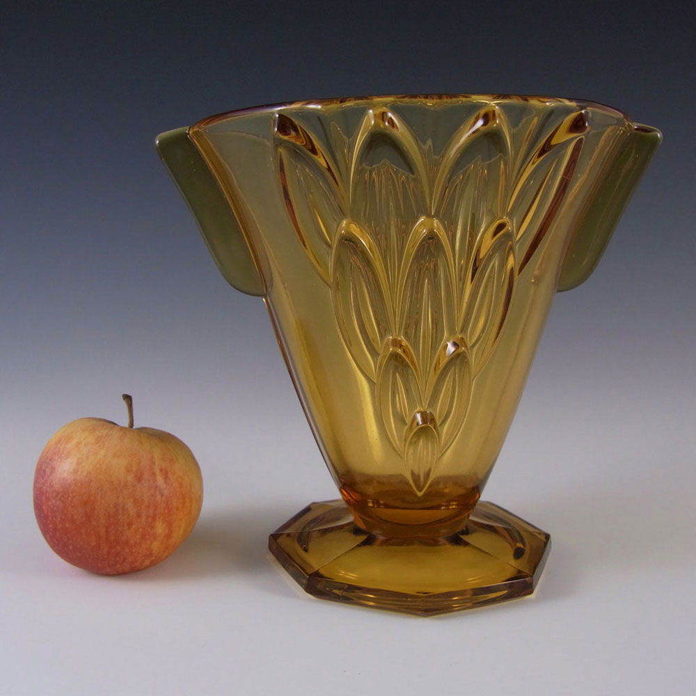 (image for) Stölzle #19083 Czech Art Deco 1930's Amber Glass Vase - Click Image to Close