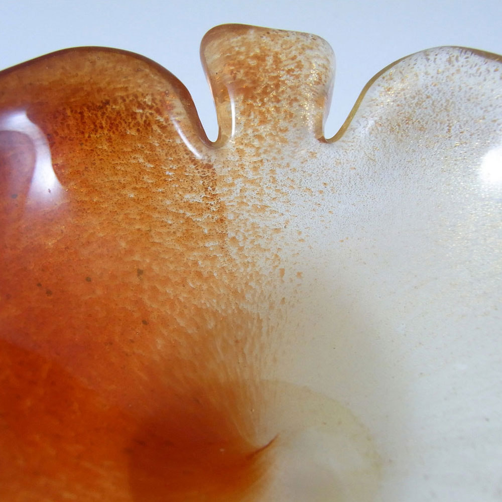 Archimede Seguso Polveri Gold Leaf Murano Glass Bowl - Click Image to Close