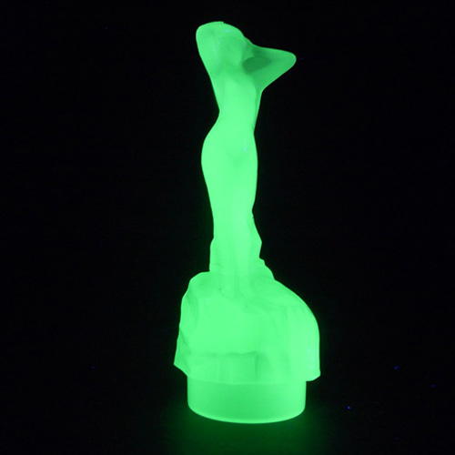 (image for) Bagley Art Deco Uranium Green Glass 'Andromeda' Nude Lady Figurine - Click Image to Close