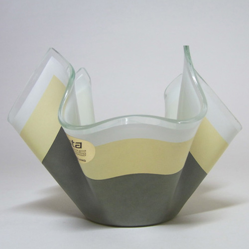 Chance Brown & Cream Glass "Duet/Duo" Handkerchief Vase - Click Image to Close