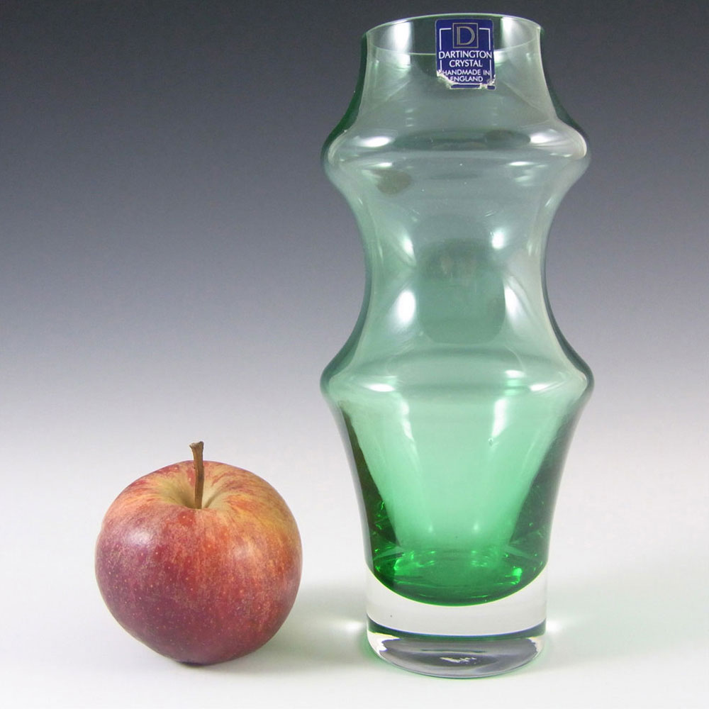 Dartington Hooped Green Cased Glass Vase - Labelled - Click Image to Close