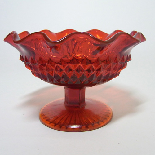(image for) Davidson British Red Glass Footed Bowl- Labelled - Click Image to Close