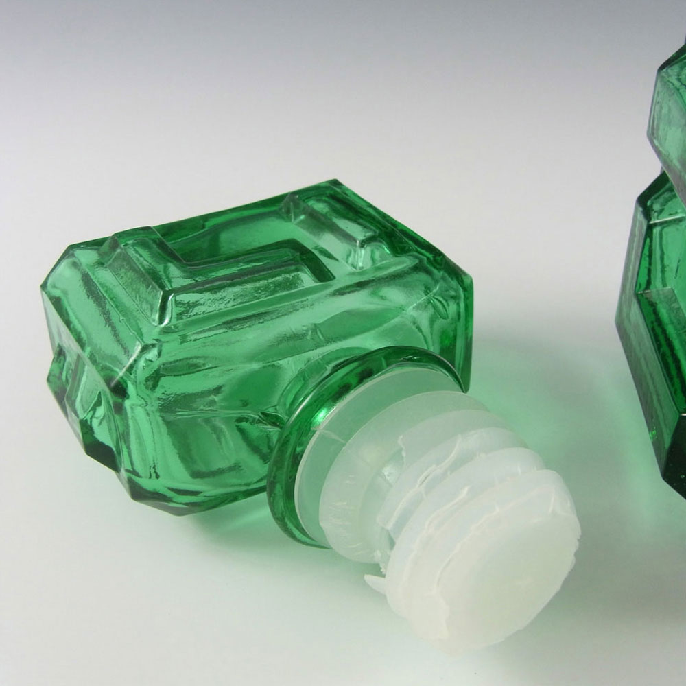 Empoli Italian Green Glass Geometric Decanter/Bottle - Click Image to Close