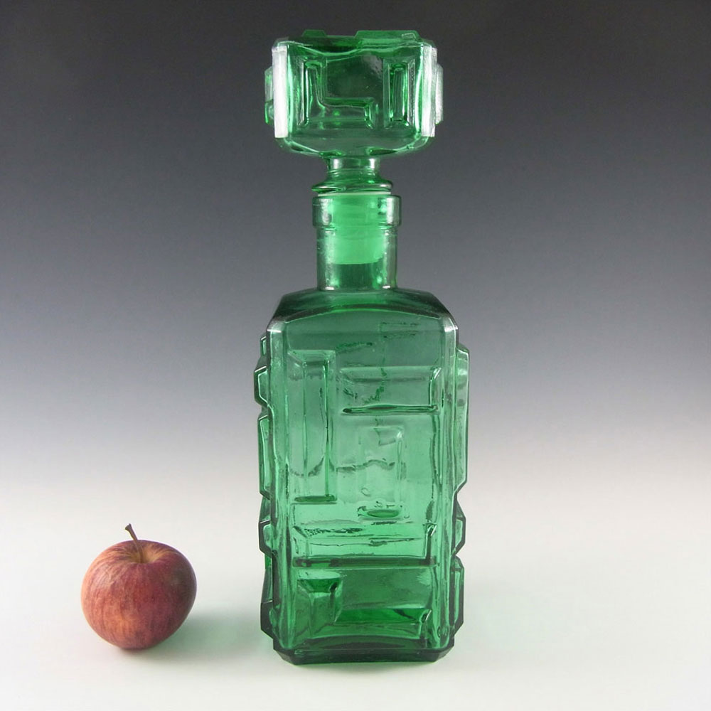 (image for) Empoli Italian Green Glass Geometric Decanter/Bottle - Click Image to Close