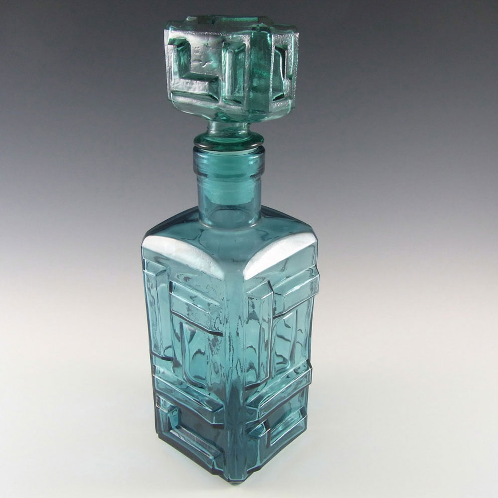 (image for) Empoli Italian Blue Glass Geometric Decanter/Bottle - Click Image to Close