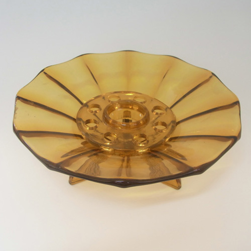 (image for) Müller & Co Large 1930s Art Deco Amber Glass Centerpiece Bowl - Click Image to Close