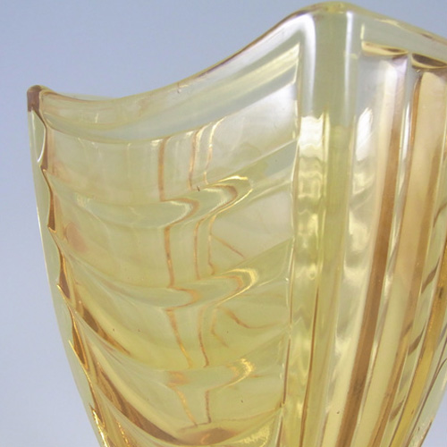 Sowerby #2617 Art Deco 1930's Amber Pressed Glass Vase - Click Image to Close