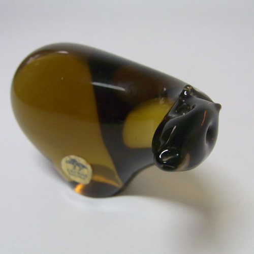 (image for) Ekenas Swedish Olive Glass Bear Paperweight - Labelled - Click Image to Close