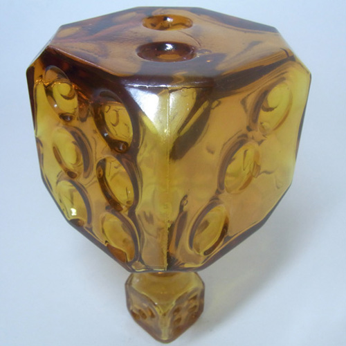 (image for) Empoli Italian Amber Glass 'Dice' Decorative Bottle - Click Image to Close