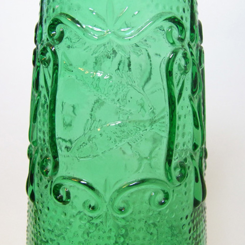 Empoli Large Italian Green Glass 'Zodiac' Decorative 'Genie' Bottle - Click Image to Close