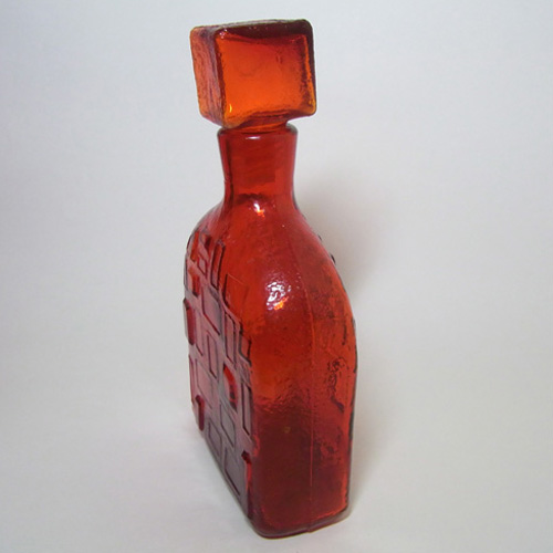 (image for) Empoli Italian Red Textured Glass Decanter/Bottle - Click Image to Close