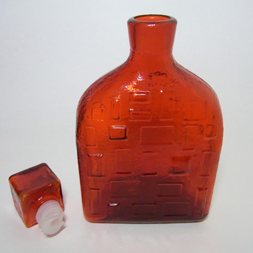 Empoli Italian Red Textured Glass Decanter/Bottle - Click Image to Close