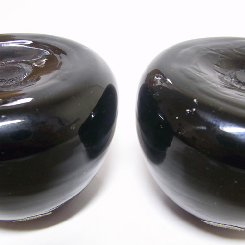 (image for) Eneryda Swedish Purple/Black Glass Candlesticks - Labelled - Click Image to Close