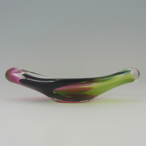 (image for) Flygsfors Signed 'Flamingo' Glass Bowl by Paul Kedelv - Click Image to Close