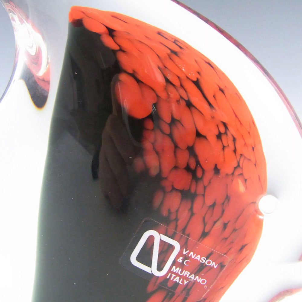 V. Nason & Co Murano Red & Black Glass Fish - Labelled - Click Image to Close