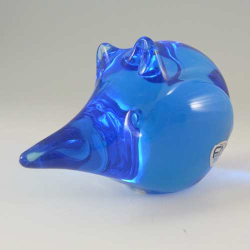 (image for) FM Konstglas/Ronneby Swedish Blue Glass Mouse - Labelled - Click Image to Close