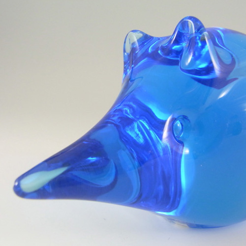 (image for) FM Konstglas/Ronneby Swedish Blue Glass Mouse - Labelled - Click Image to Close