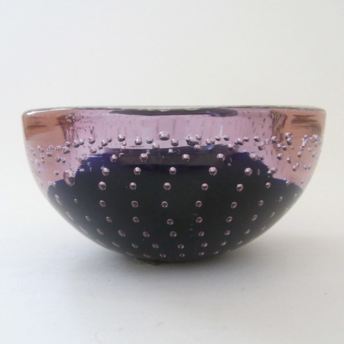 (image for) Galliano Ferro Murano Blue & Lilac Neodymium Glass Bullicante Bowl - Click Image to Close