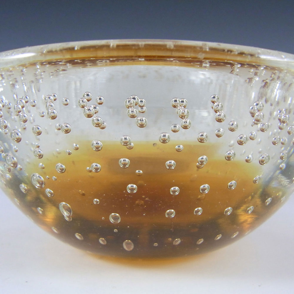 Galliano Ferro Murano Amber & Clear Glass Bubble Bowl - Click Image to Close