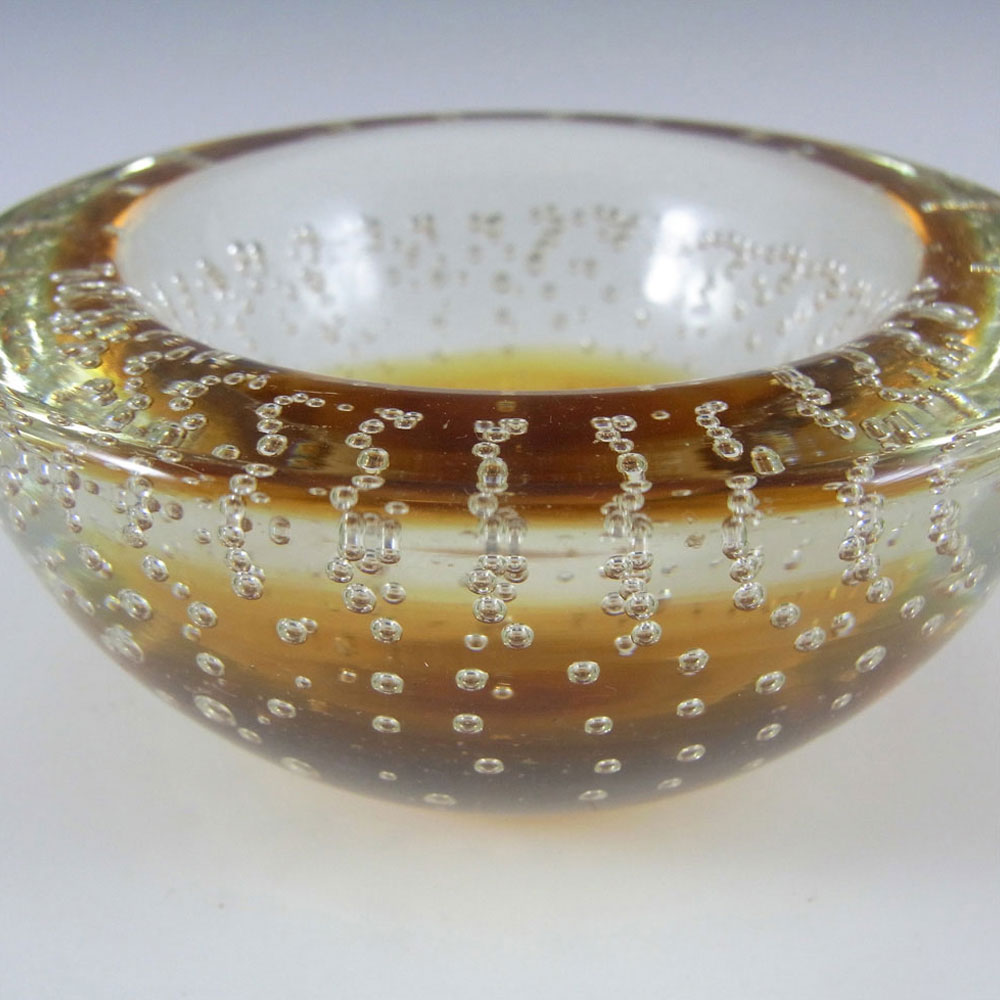 (image for) Galliano Ferro Murano Amber & Clear Glass Bullicante Bowl - Click Image to Close