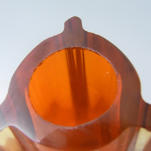 Galliano Ferro Murano Sommerso Orange & Amber Glass Stem Vase - Label - Click Image to Close